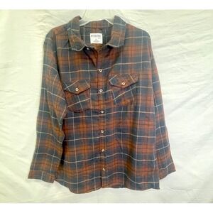 Men's Mission Ridge Brown Rust Flannel Button Down Shirt Size 2XL
